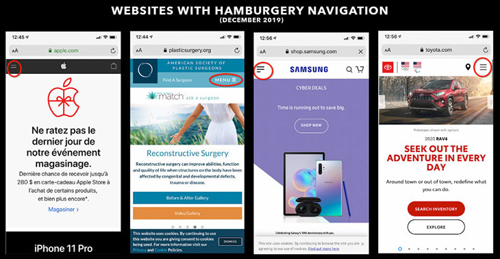 Websites with hamburgery navigation